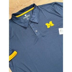 Colosseum Michigan Wolverines NCAA Navy Blue Polo Shirt Mens XL NCAA Licensed